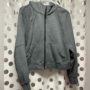 Lululemon Gray Cropped Scuba Full-zip Hoodie M/L